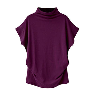 Women's Casual Turtleneck Short Sleeve Shirt