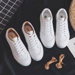 Load image into Gallery viewer, Women&#39;s White Flat Lace-up Sneakers
