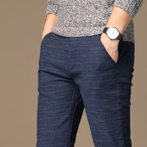 Elastic Striped Men's Casual Straight Pants