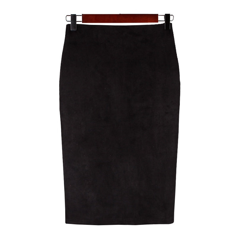 Women's Suede Midi Slim Fit Skirt