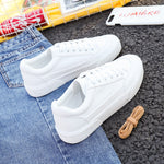 Load image into Gallery viewer, Women&#39;s White Flat Lace-up Sneakers
