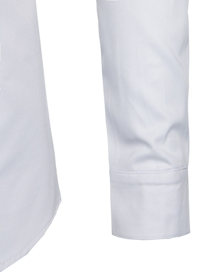 Banded Collar Slim Fit Long Sleeve Shirt for Men