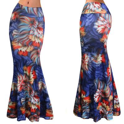 Women's Elastic High-waist Long Pencil Patterned Skirt