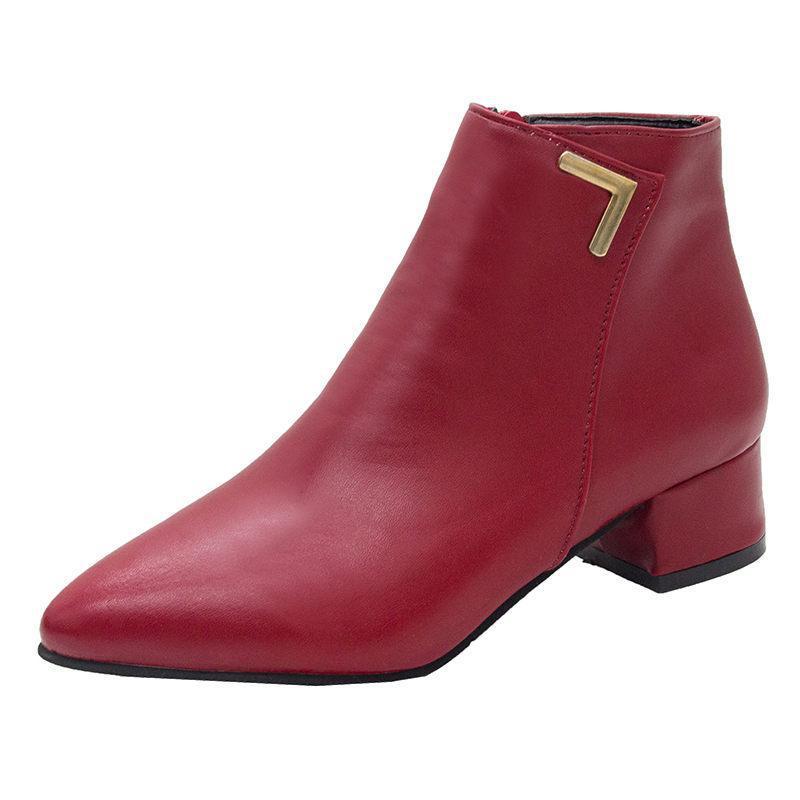 Low Heel Women Suede and Leather Boot