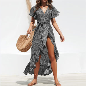 Women's Maxi Floral Print Boho Split Dress