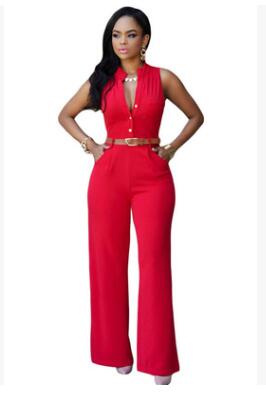 Classy Buttoned V-neck Women's Romper