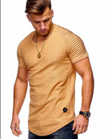 Load image into Gallery viewer, Fashionable Pleated Patch Detail Round Neck Men&#39;s T-Shirt
