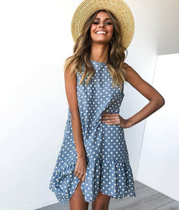 Mini Polka Dot Dress - Women's Pleated Dress