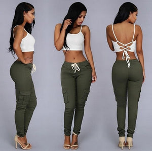 Sexy Elastic Waist Women Cargo Joggers