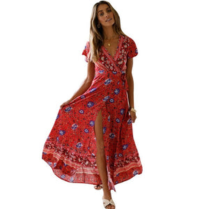 Bohemian Floral Print Long Dress for Women