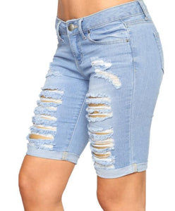 Women's Slim Fit Mid Length Jean Shorts