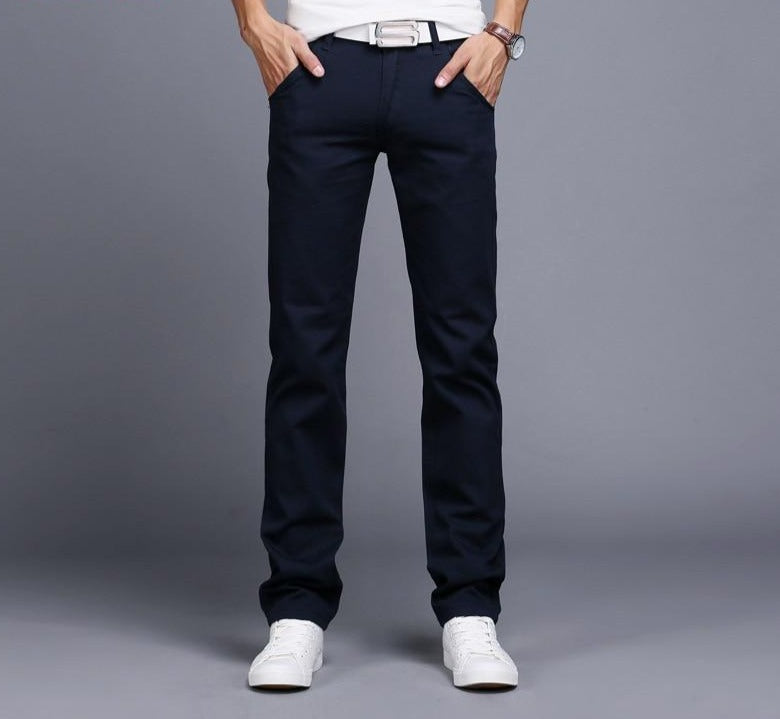 Slim Fit Chinos Fashion Trousers - Men's Pants