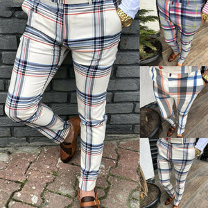 Stylish Plaid Skinny Pants - Men's Slim Fit Dress Pants