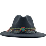 Load image into Gallery viewer, Wool Felt Fedora with Bohemian Tassel Strap - Men&#39;s Hat
