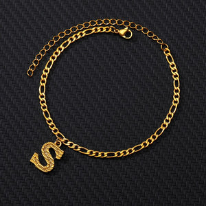 Gold Plated Initial Letter (A-Z) Anklets For Women