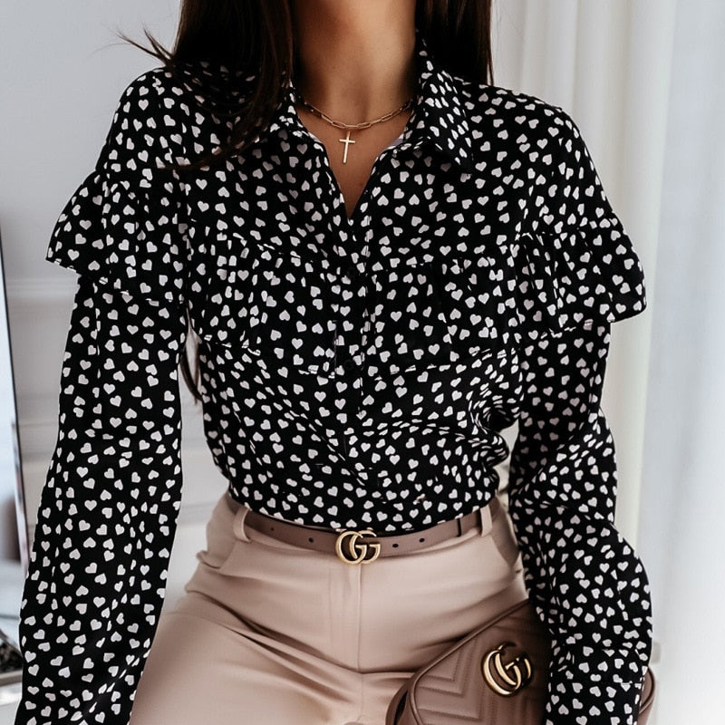 Elegant Ruffle Blouse - Women's Fashion Shirts