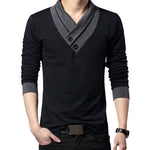 Load image into Gallery viewer, Wrap Collar Design Long Sleeve Men&#39;s T-shirts
