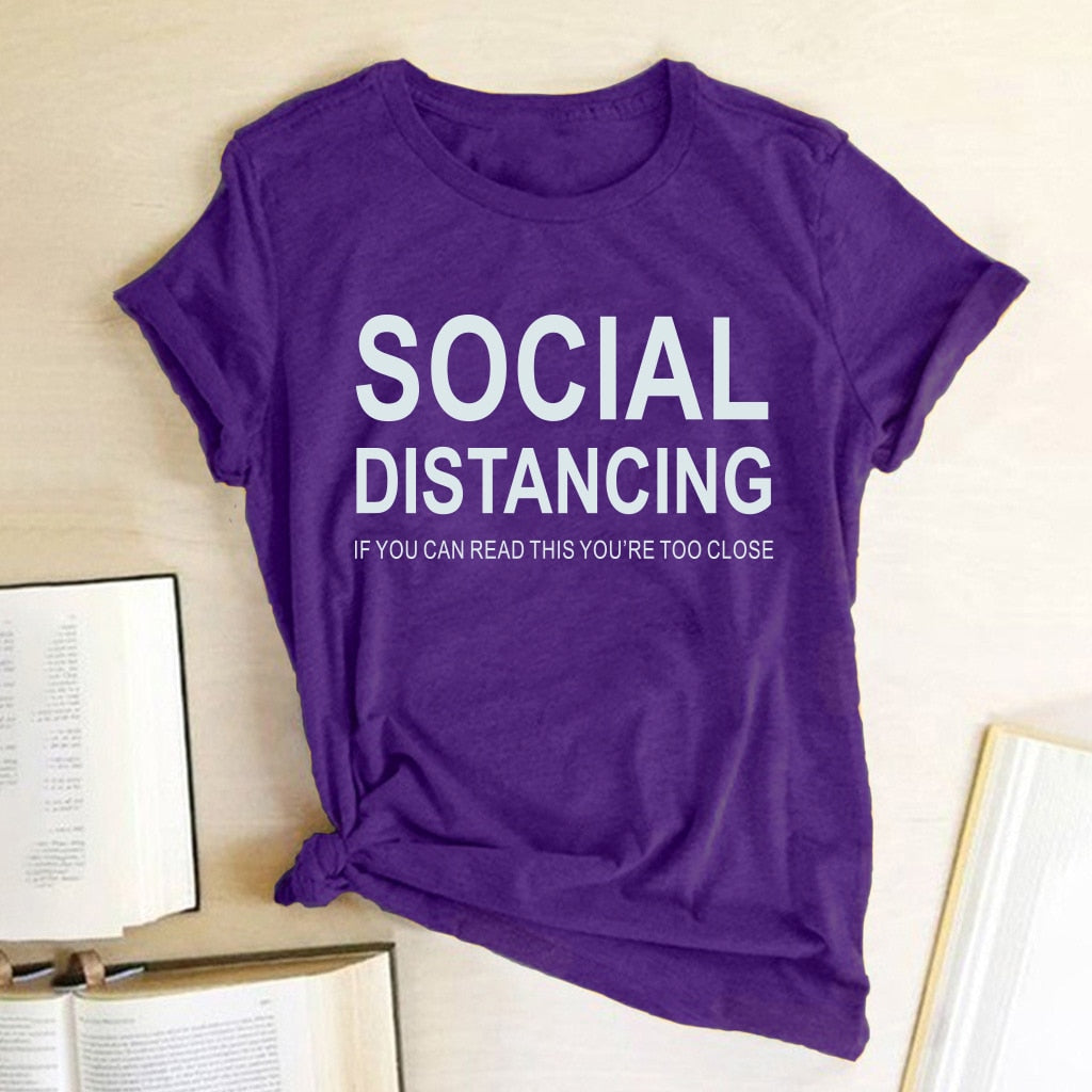 Funny SOCIAL DISTANCING Short Sleeve T-shirt  for Women