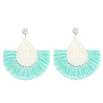 Load image into Gallery viewer, Fan Shaped Fashion Bohemian Big Tassel Drop Earrings w/ Hollow Gold Circle
