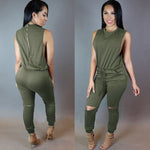 Load image into Gallery viewer, Women&#39;s Zipper Romper - Sexy Ripped Pant Jumpsuit
