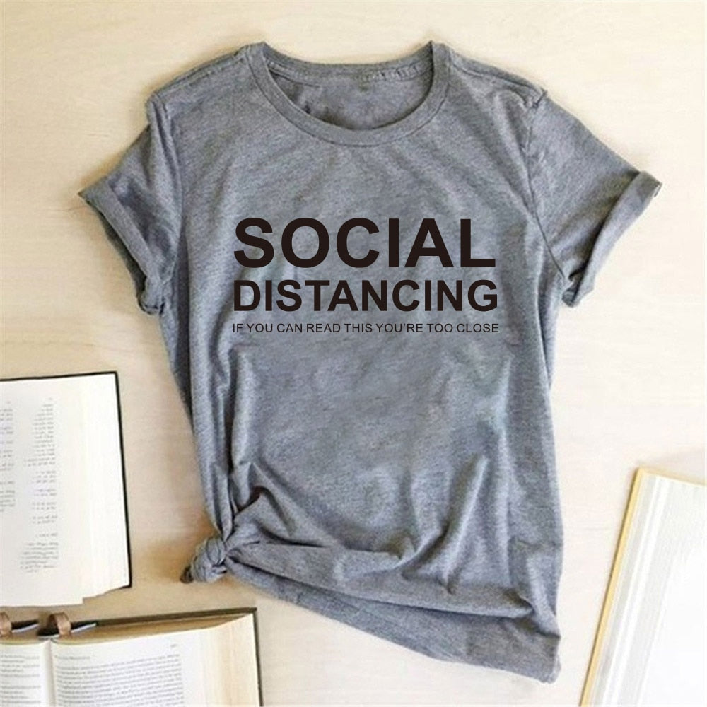 Funny SOCIAL DISTANCING Short Sleeve T-shirt  for Women