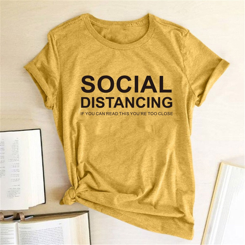 Funny SOCIAL DISTANCING Short Sleeve T-shirt  for Women