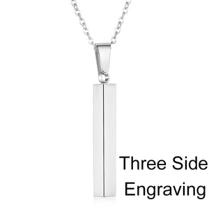 Personalisable Unisex Square Bar Custom Necklace - 3 Colors & Multi-sided Imprints