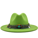 Load image into Gallery viewer, Wool Felt Fedora with Bohemian Tassel Strap - Men&#39;s Hat
