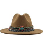 Load image into Gallery viewer, Wool Felt Fedora with Bohemian Tassel Strap - Men&#39;s Hat
