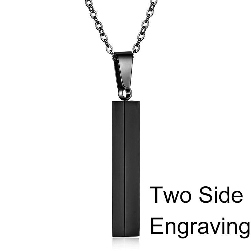 Personalisable Unisex Square Bar Custom Necklace - 3 Colors & Multi-sided Imprints