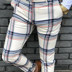 Stylish Plaid Skinny Pants - Men's Slim Fit Dress Pants