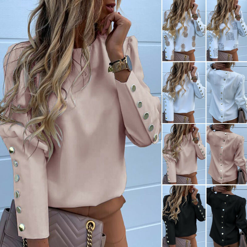 Long Sleeved Round Neck Blouse for Women