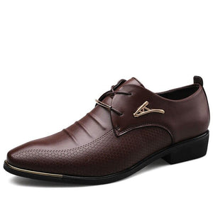 Bold Men's Leather Lace Up Shoes - Elegant Oxford