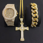 Load image into Gallery viewer, Luxury Gold Silver Color Watch, Bracelet &amp; Necklace Combo for Men
