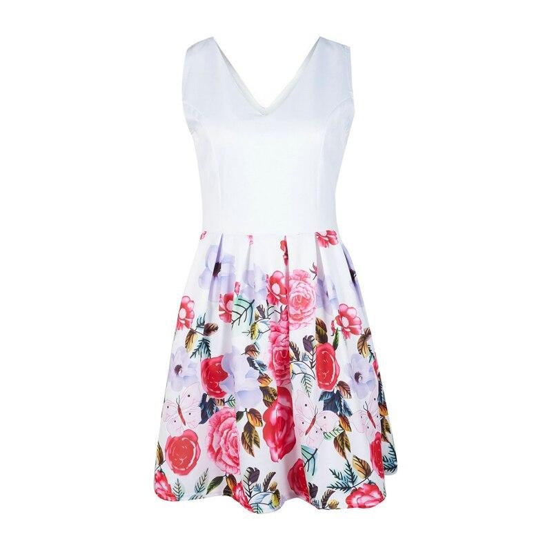 Aesthetic Floral Print Mini Dress - Women's Sleeveless Dress