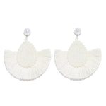 Load image into Gallery viewer, Fan Shaped Fashion Bohemian Big Tassel Drop Earrings w/ Hollow Gold Circle
