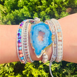 Load image into Gallery viewer, Boho Natural Stone Bracelet w/ 5 Charm Strand Wraps
