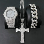 Load image into Gallery viewer, Luxury Gold Silver Color Watch, Bracelet &amp; Necklace Combo for Men
