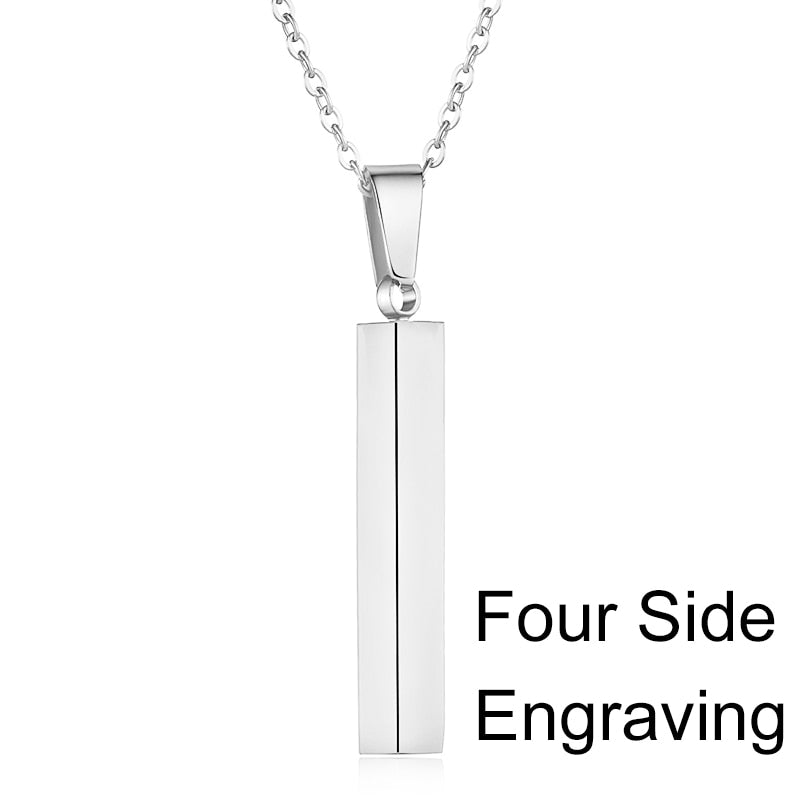 Personalisable Unisex Square Bar Custom Necklace - 3 Colors & Multi-sided Imprints