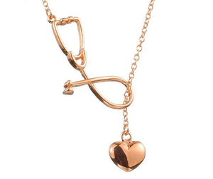 Stethoscope Heart Pendant Necklace for Women - Trendy Medical Jewelry