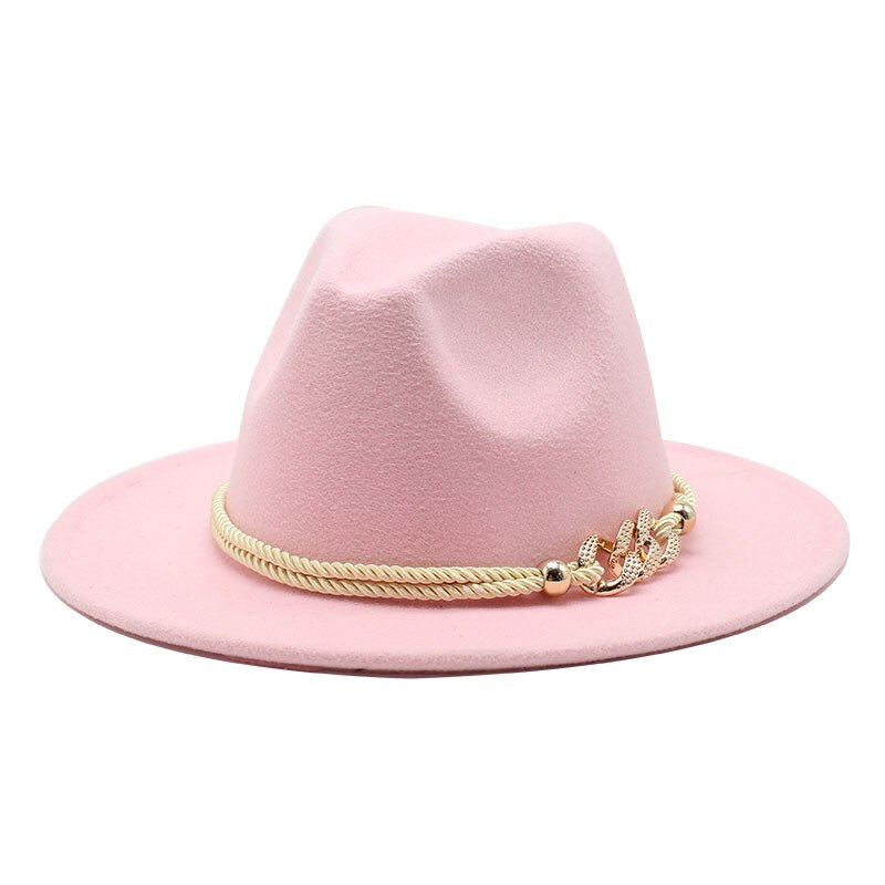 Stylish Fedora Hat with Golden Ornament Strap - Men's Hat