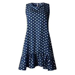 Mini Polka Dot Dress - Women's Pleated Dress