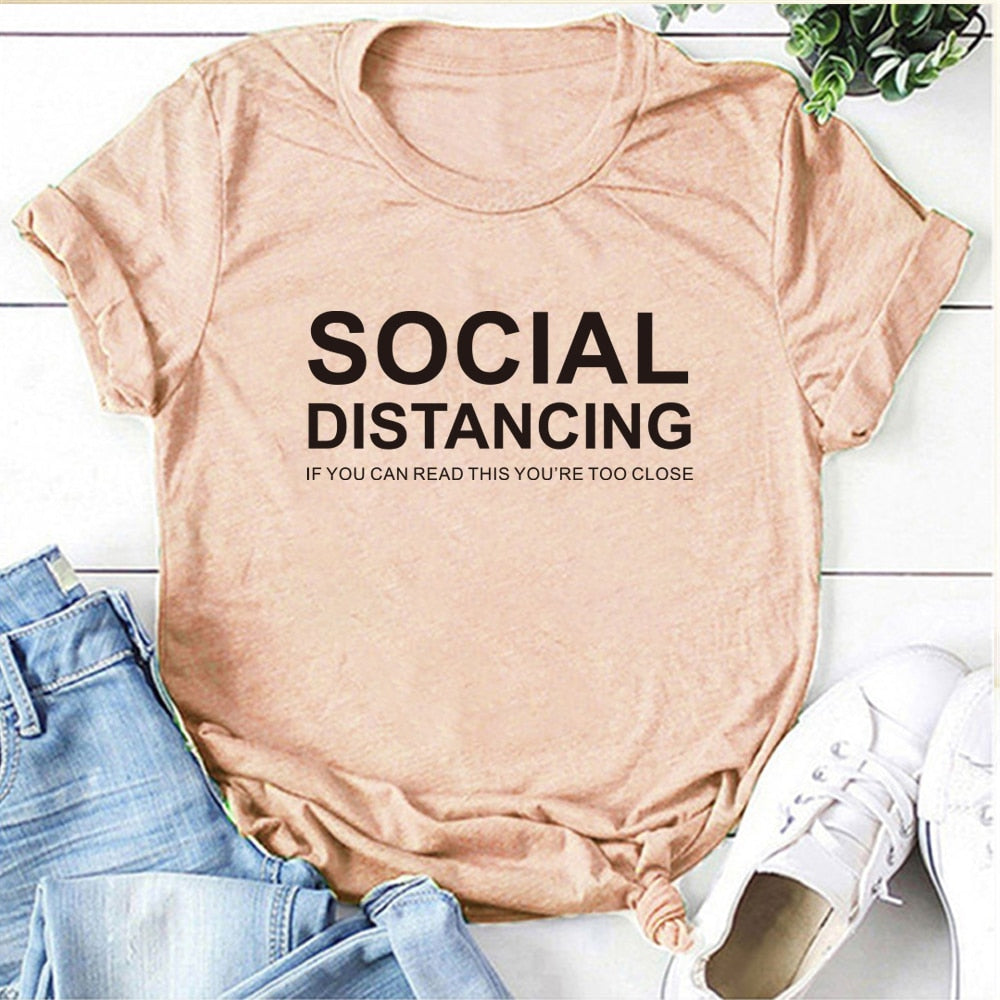 Funny SOCIAL DISTANCING Short Sleeve T-shirt  for Women