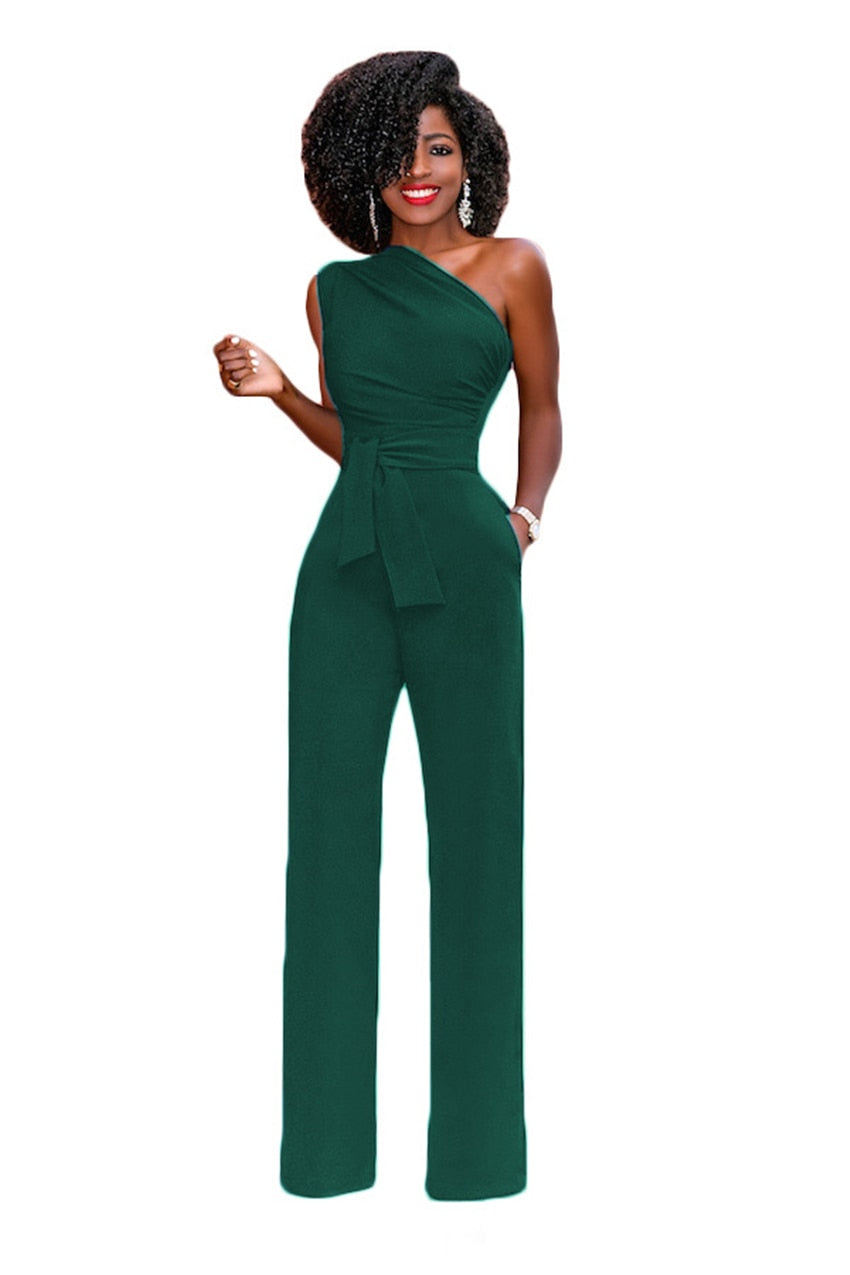 Elegant One Shoulder Romper - Women's Sleeveless Jumpsuit