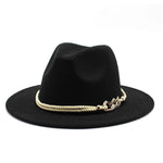 Load image into Gallery viewer, Stylish Fedora Hat with Golden Ornament Strap - Men&#39;s Hat
