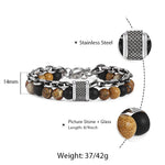 Load image into Gallery viewer, Natural Map Stone w/ Stainless Steel Men&#39;s Beaded Bracelet
