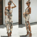 Load image into Gallery viewer, Women&#39;s Floral Side Split &amp; Ankle Strap Pant Romper
