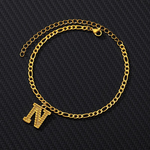 Gold Plated Initial Letter (A-Z) Anklets For Women