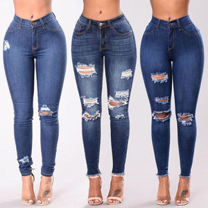 Ripped Denim Pants - Women's Shredded Jeans