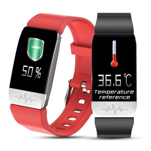 T1 Smart Watch FitBand Temperature Measure ECG Heart Rate Blood Pressure Monitor Weather Forecast Drinking